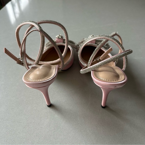 Light Pink Satin & Rhinestones Heels with Ankle Strap - Size 39 (US 8.5) - Picture 3 of 4